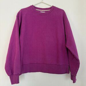 $88 TNA Aritzia Cozy Fleece Crewneck Sweatshirt Bright Magenta Size 1